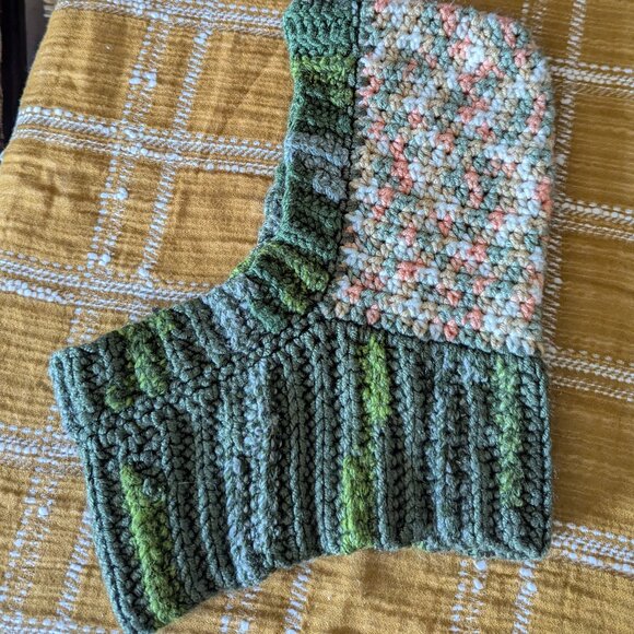 Handmade pink and green Crochet Balaclava - Picture 2 of 3